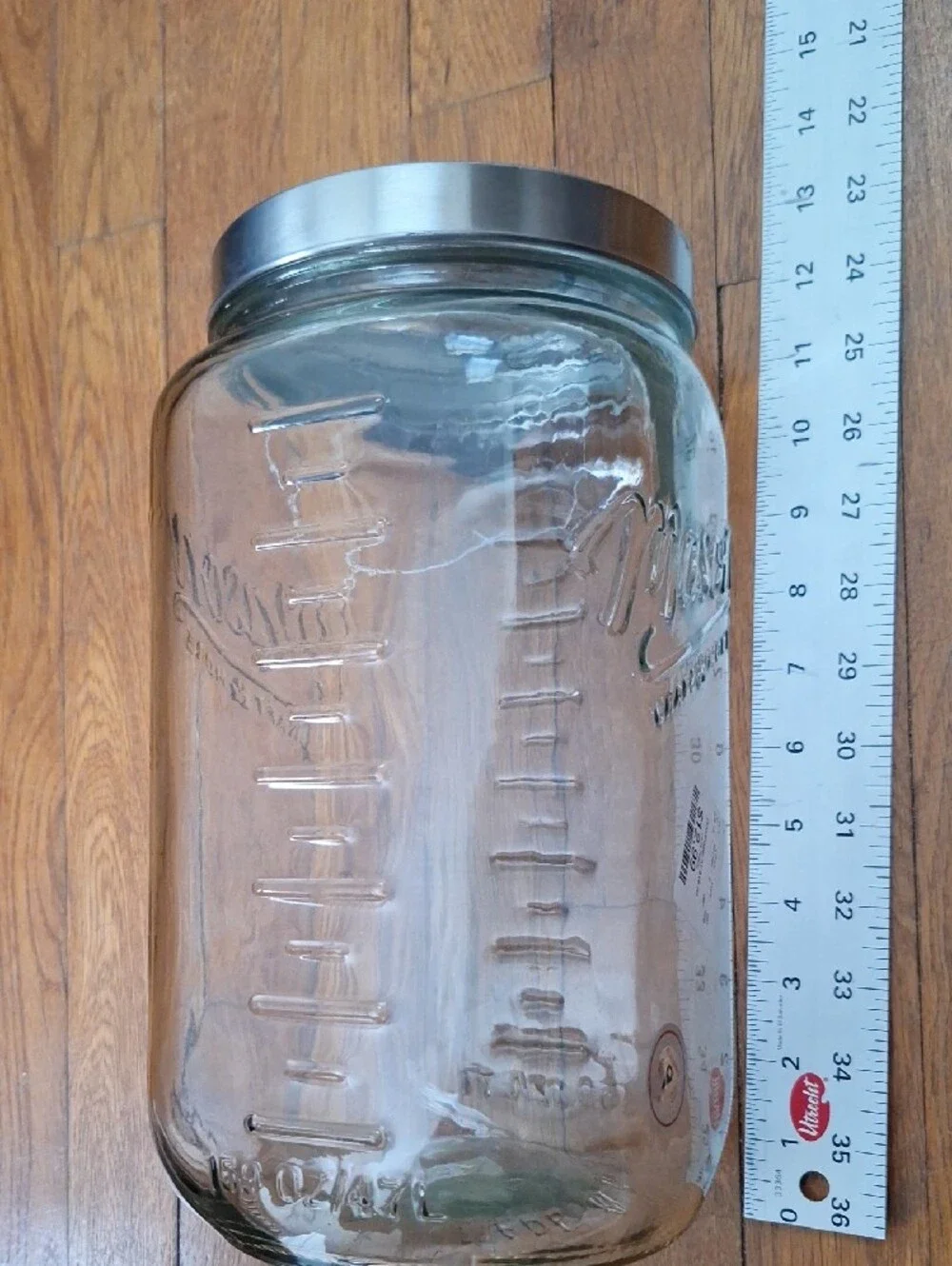 Mason Clear Glass Storage Jar with Silver Metal Lid